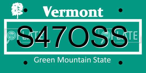 S47OSS Vermont License Plate