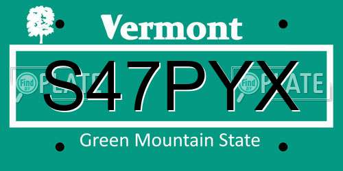 S47PYX Vermont License Plate