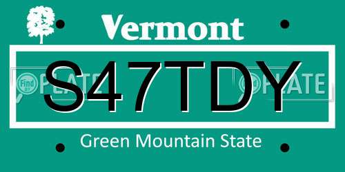 S47TDY Vermont License Plate