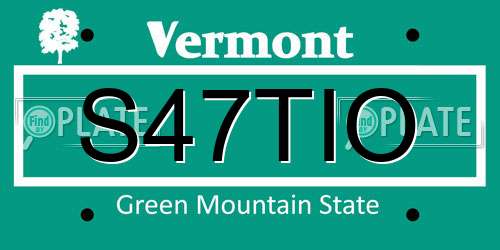 S47TIO Vermont License Plate