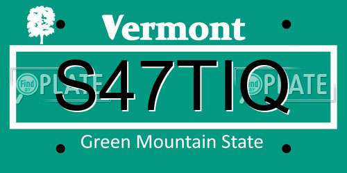S47TIQ Vermont License Plate