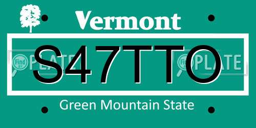S47TTO Vermont License Plate