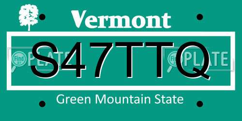 S47TTQ Vermont License Plate