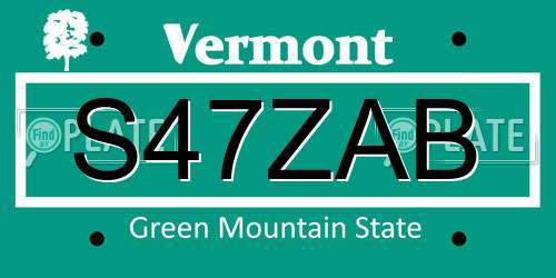 S47ZAB Vermont License Plate