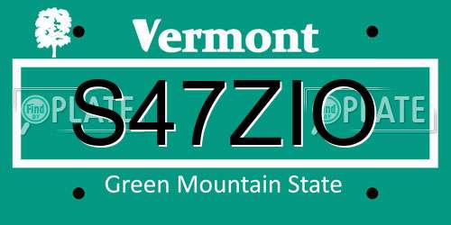 S47ZIO Vermont License Plate