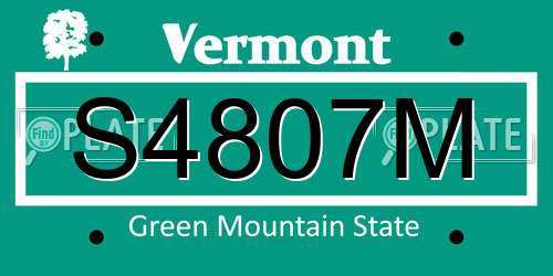 S4807M Vermont License Plate