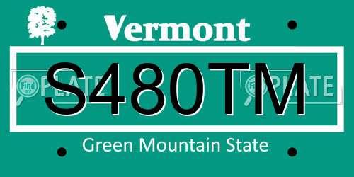 S480TM Vermont License Plate