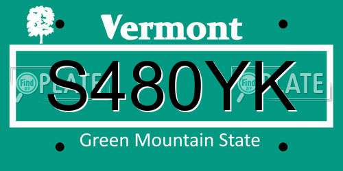 S480YK Vermont License Plate