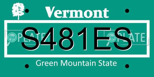 S481ES Vermont License Plate