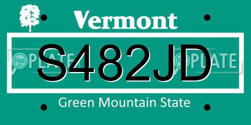 S482JD Vermont License Plate