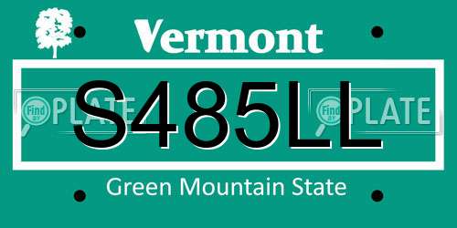 S485LL Vermont License Plate