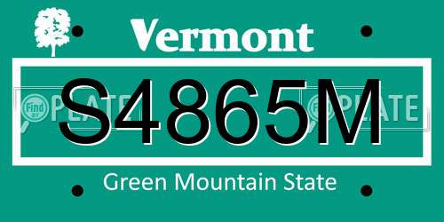 S4865M Vermont License Plate