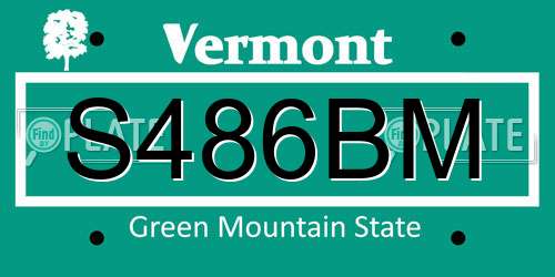S486BM Vermont License Plate