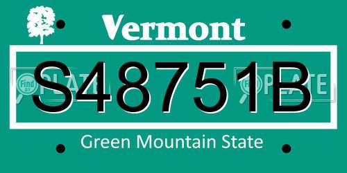 S48751B Vermont License Plate