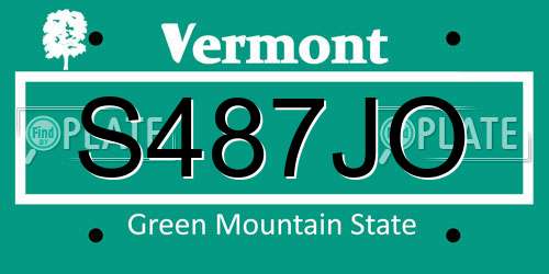 S487JO Vermont License Plate