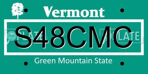 S48CMC Vermont License Plate