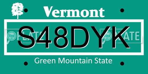 S48DYK Vermont License Plate