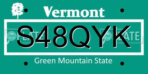 S48QYK Vermont License Plate