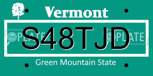 S48TJD Vermont License Plate
