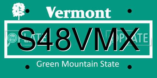 S48VMX Vermont License Plate
