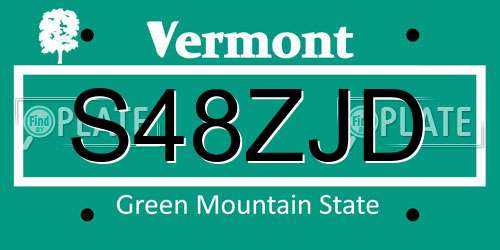 S48ZJD Vermont License Plate
