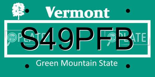 S49PFB Vermont License Plate