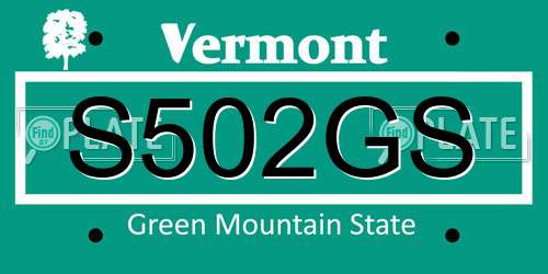 S502GS Vermont License Plate