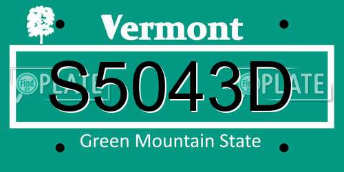 S5043D Vermont License Plate