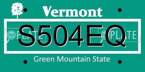 S504EQ Vermont License Plate