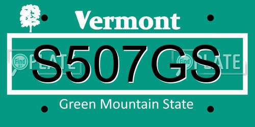 S507GS Vermont License Plate