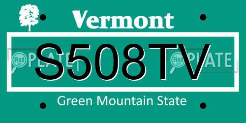 S508TV Vermont License Plate