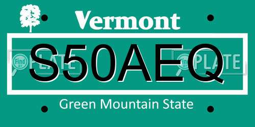 S50AEQ Vermont License Plate
