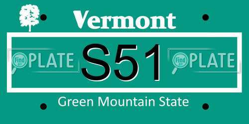 S51 Vermont License Plate
