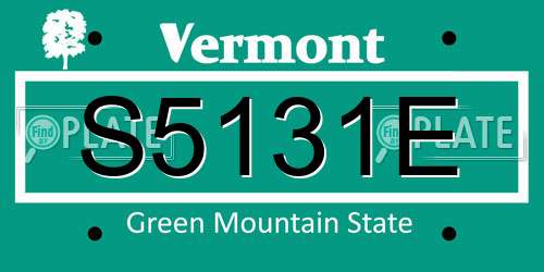 S5131E Vermont License Plate
