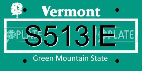 S513IE Vermont License Plate