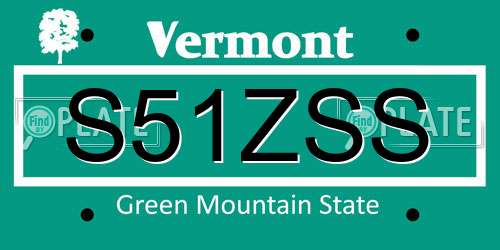S51ZSS Vermont License Plate