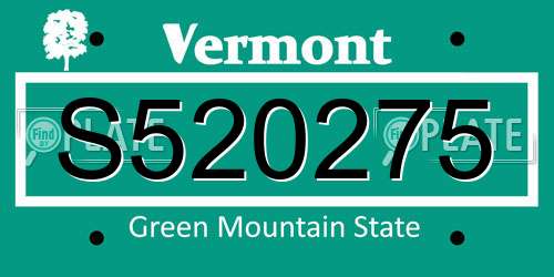 S520275 Vermont License Plate