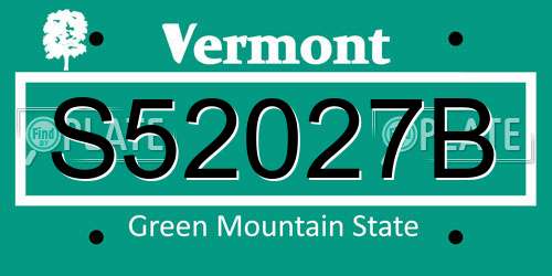 S52027B Vermont License Plate