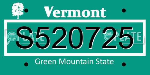 S520725 Vermont License Plate