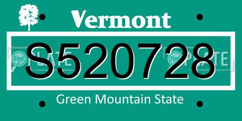 S520728 Vermont License Plate