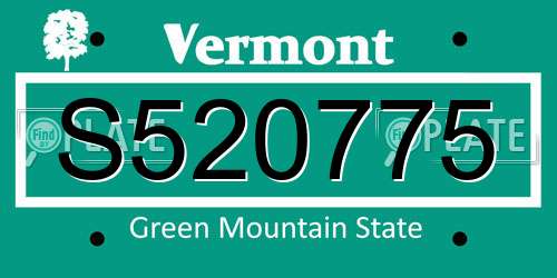 S520775 Vermont License Plate