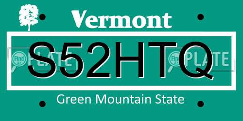 S52HTQ Vermont License Plate