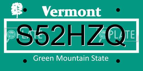 S52HZQ Vermont License Plate