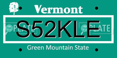 S52KLE Vermont License Plate