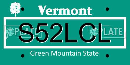 S52LCL Vermont License Plate