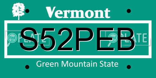 S52PEB Vermont License Plate