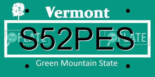 S52PES Vermont License Plate