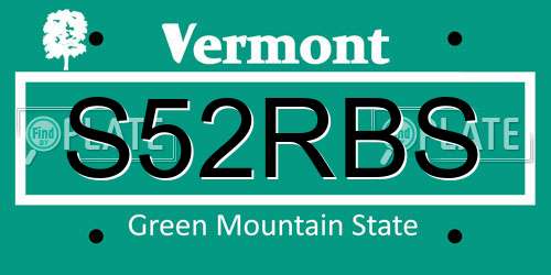 S52RBS Vermont License Plate