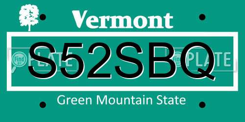 S52SBQ Vermont License Plate