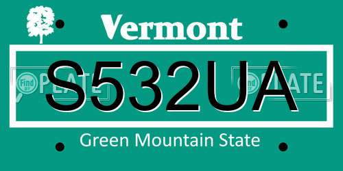 S532UA Vermont License Plate